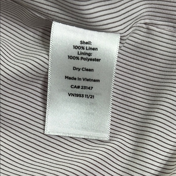 Talbots Pink Linen Blazer size 12P lined One button closure herringbone pattern - Picture 4 of 13